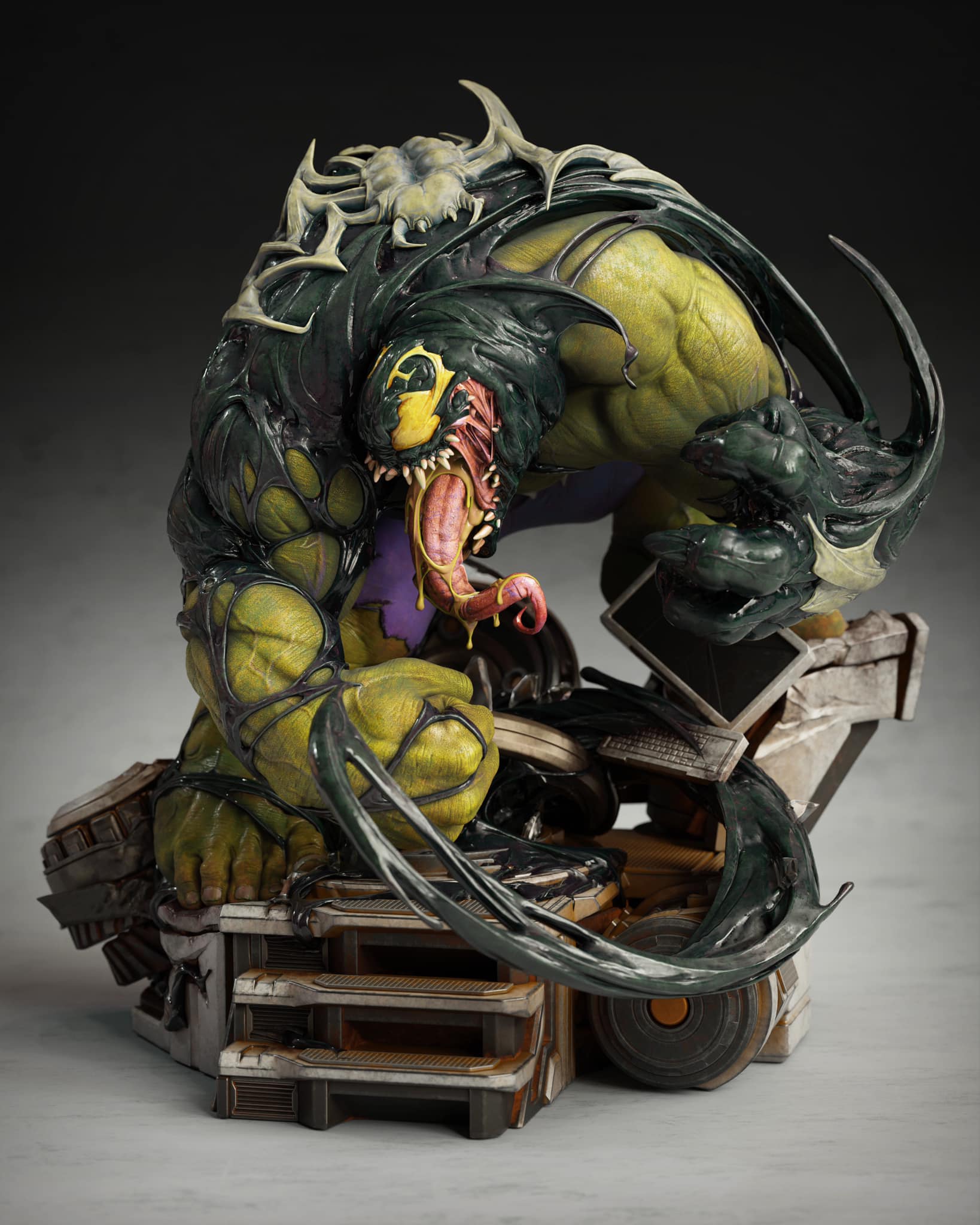 Venomized Hulk Scale Custom Statue Unboxing Bros