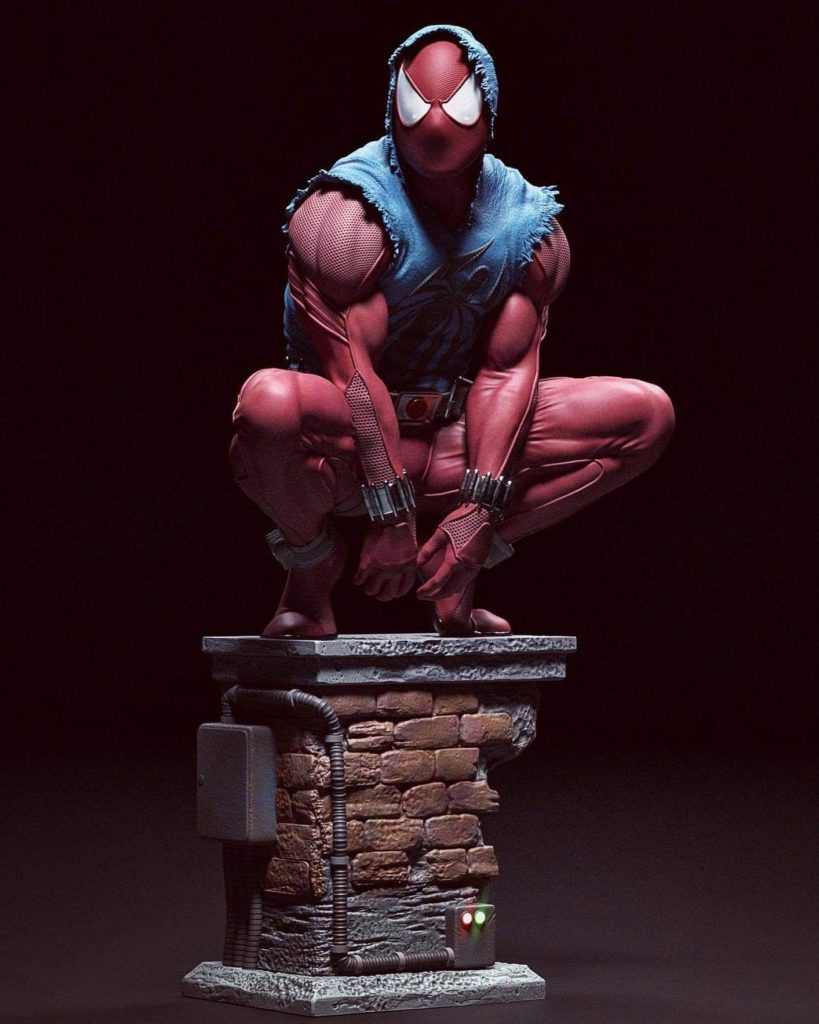 fanart statue scarlet spiderman