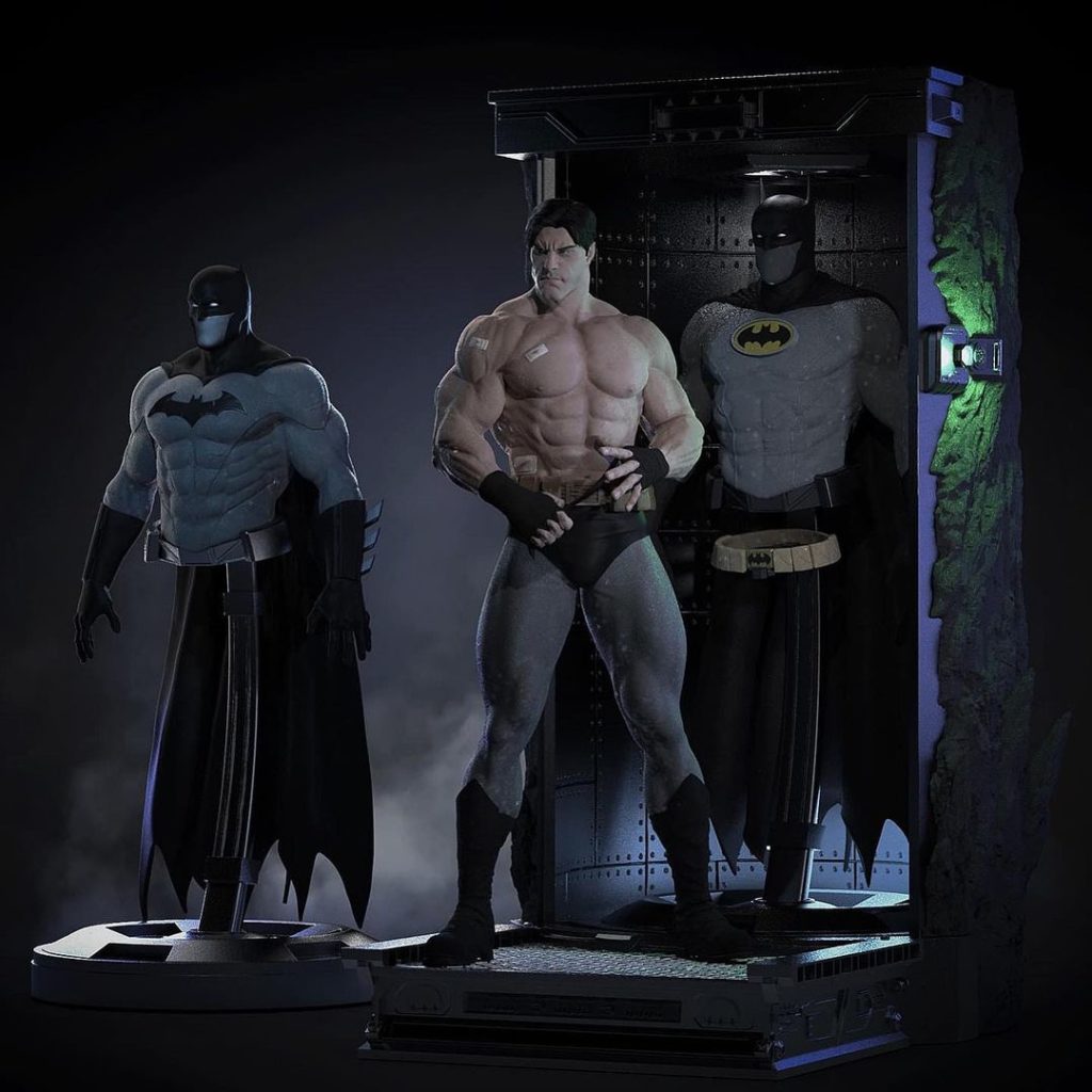 fanart statue batman at batcave diorama