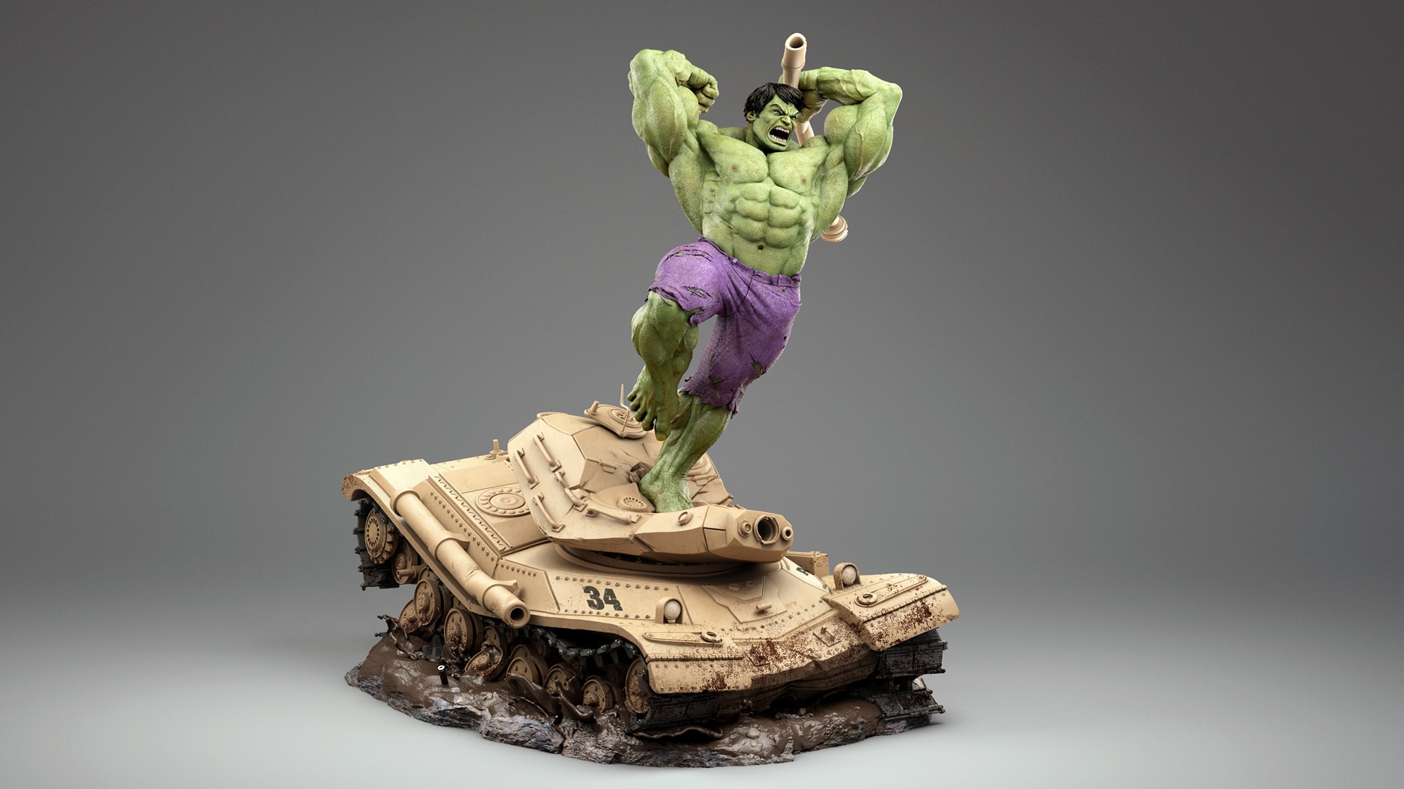 Hulk vs Tank 1/4 Scale Custom Statue - Unboxing Bros