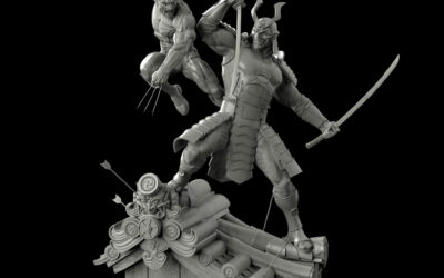 Brown Wolverine vs Silver Samurai 1/4 Scale Custom Statue