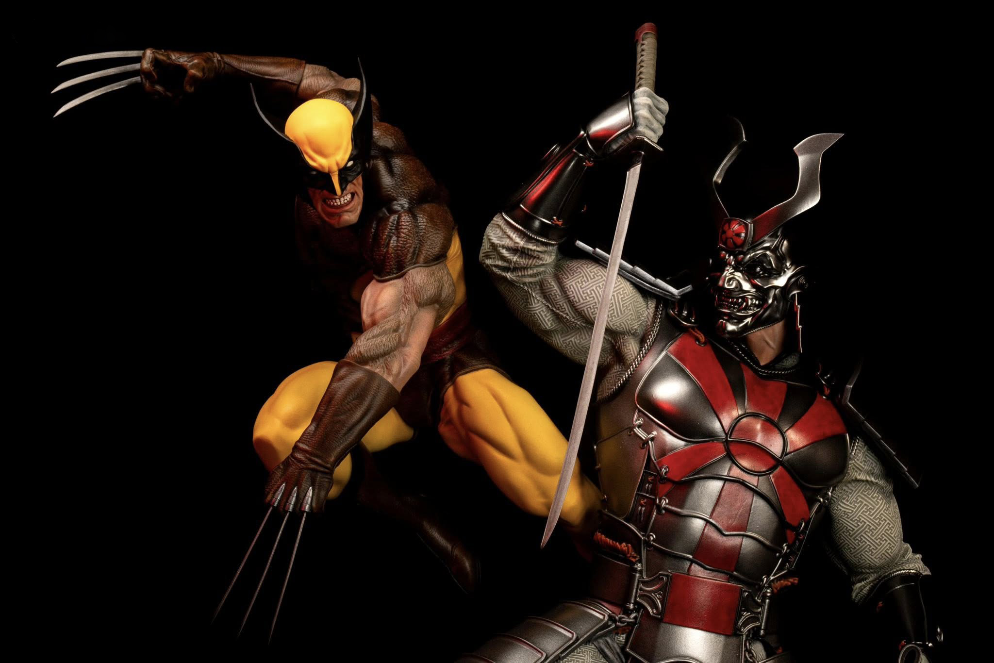 Brown Wolverine vs Silver Samurai 1/4 Scale Custom Statue